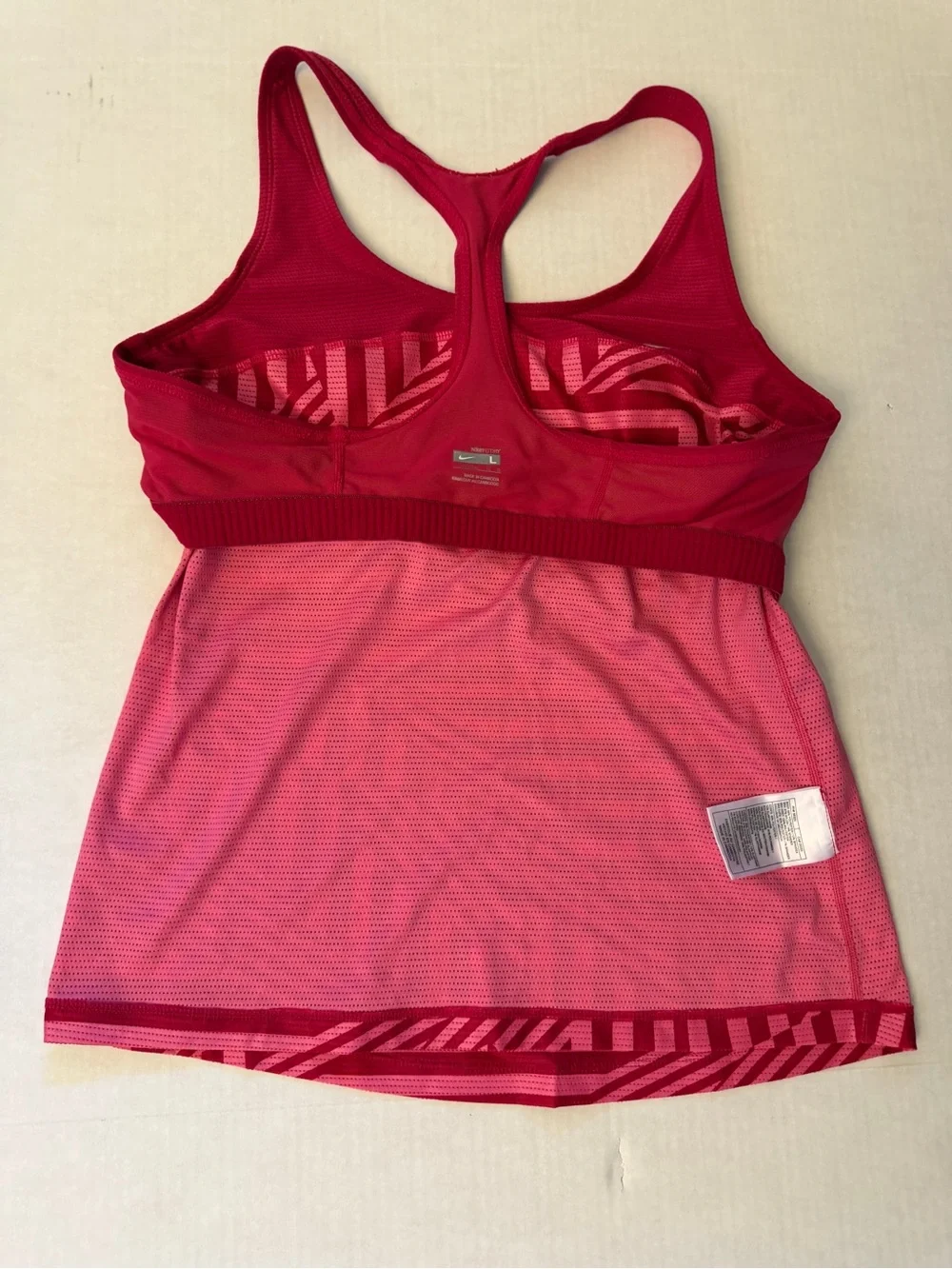 Vintage Nike Pink Athletic Tank Chevron Geometric Racerback Top Sz-L-(12-14).U15